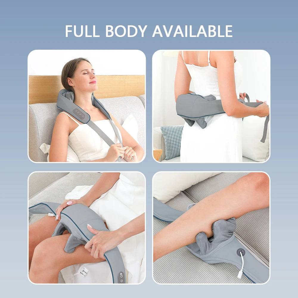 Foreverlily Wireless Neck And Back Massager Neck And Shoulder Kneading Massage Shawl Neck Cervical Relaxing Trapezius Massager SuperFye GRAY SuperFye