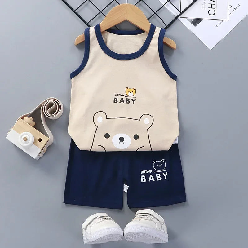 Children Sets Kids Clothes Boys Girls Vest Suit Summer Children's Clothing baby Cotton T-Shirts Shorts Tank Top Sleeveless SuperFye Style 5 / 12M SuperFye