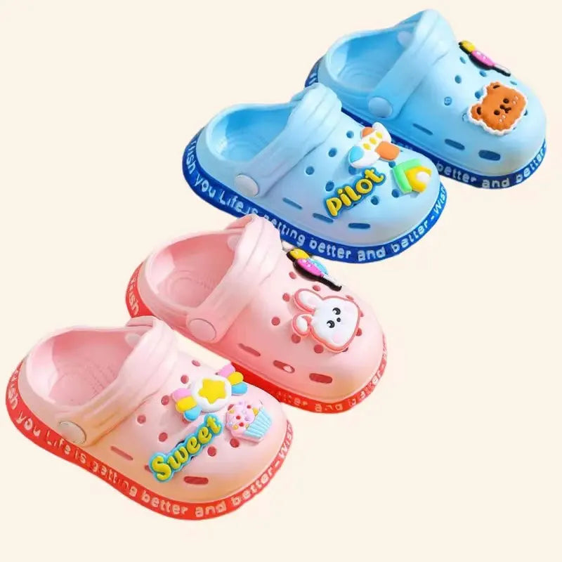 Summer Kids ShoesSandals Hole Children's Shoes Slippers Soft Anti-Skid Cartoon Design Hole Baby Shoes Sandy Beach For Boys Girls SuperFye style 7 / 24 (insole 15cm) SuperFye