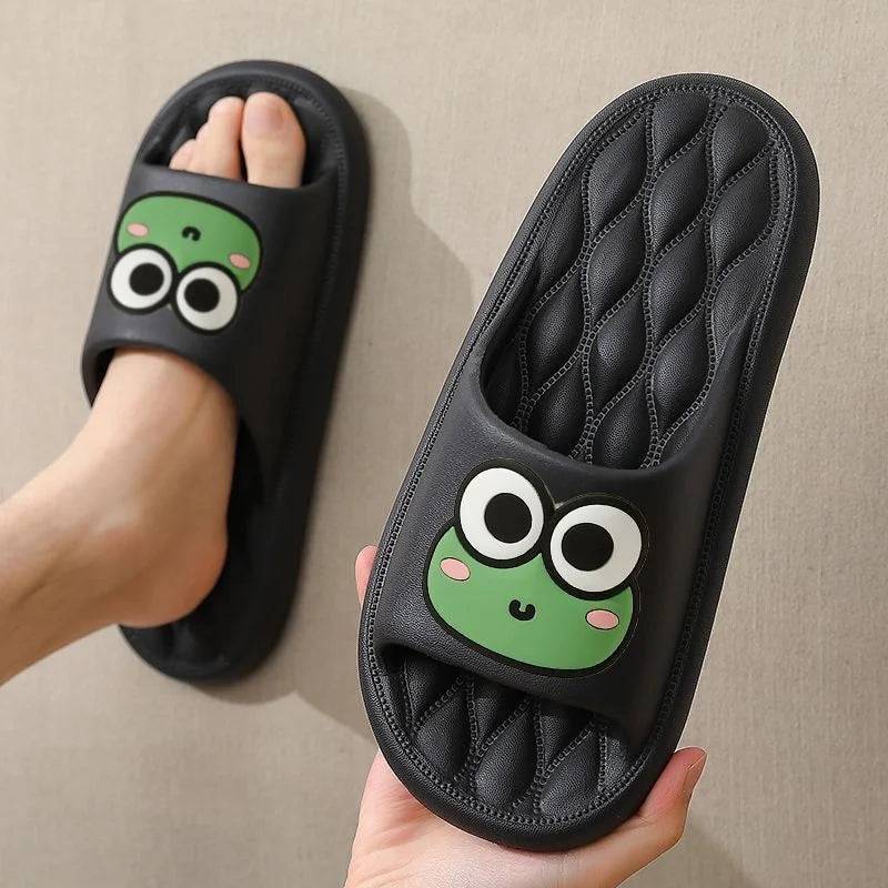 Summer Beach Slides Bathroom Anti Slip Slipper Non-Slip Home Flip Flops Cartoon Frog Soft Sandals SuperFye Green / 42-43 SuperFye