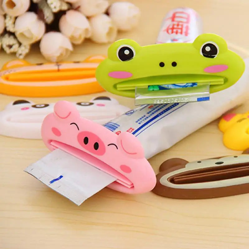 For Home Bathroom 1 Pcs Animal Easy Toothpaste Dispenser Plastic Tooth Paste Tube Toothpaste Squeezer Rolling Holder Cocina SuperFye 1pink pig 1bear SuperFye