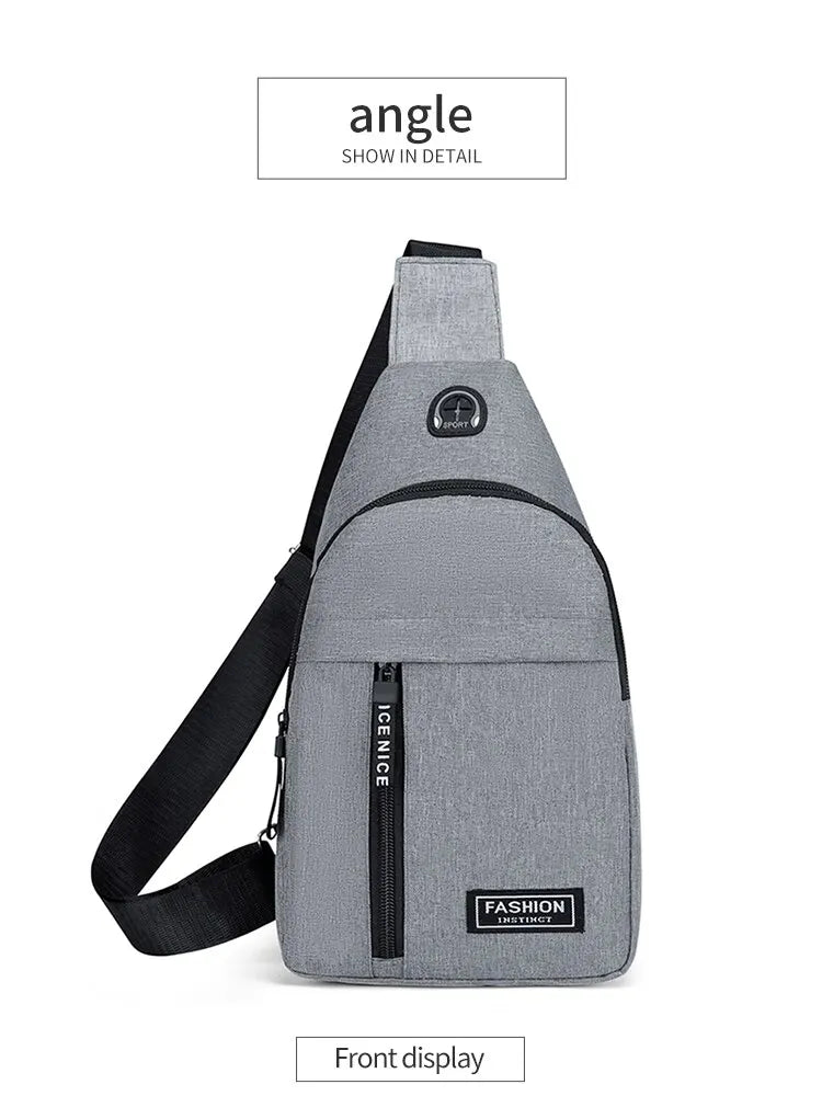 Chest Bag Fashion New Solid Color Men Chest Bag Outdoor Casual Fashion One Shoulder Crossbody Bag SuperFye grey SuperFye