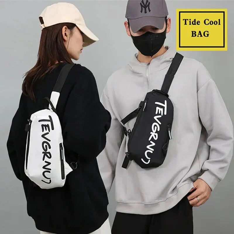 Autumn and Winter Nylon Chest Bag Trendy and Fashionable Women's Shoulder Bag Sports and Leisure Men's Oblique Straddle Bag SuperFye black SuperFye