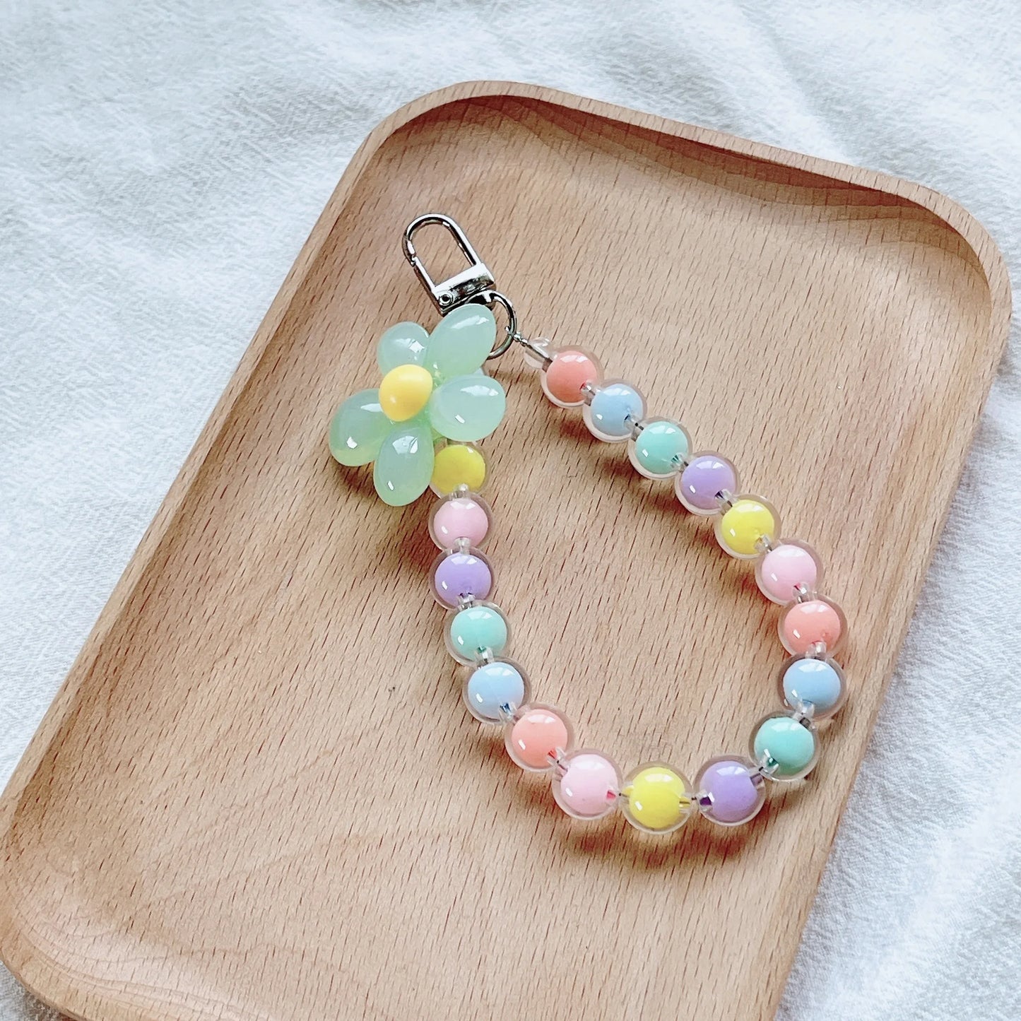 Phone Anti-lost Lanyard Key Short Wrist Pendant Colorful Macaron Round Bead Pendant Women's Hand-held Chain Mobile Phone Lanyard SuperFye 7 SuperFye