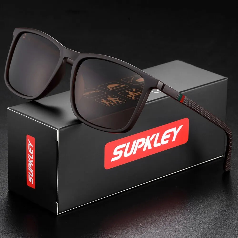 SUPKLEY Sports Sunglasses for Men Polarized Comfortable Wear Square Sun Glasses Male Light Weight Eyewear Accessory with Origina SuperFye BROWN SuperFye