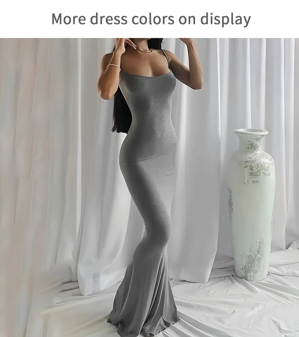 Women's Casual Lounge Slip Long Dress Sexy Sleeveless Backless Bodycon Maxi Dresses Summer Slim Elegant Sexy Outfits Ladies Birt