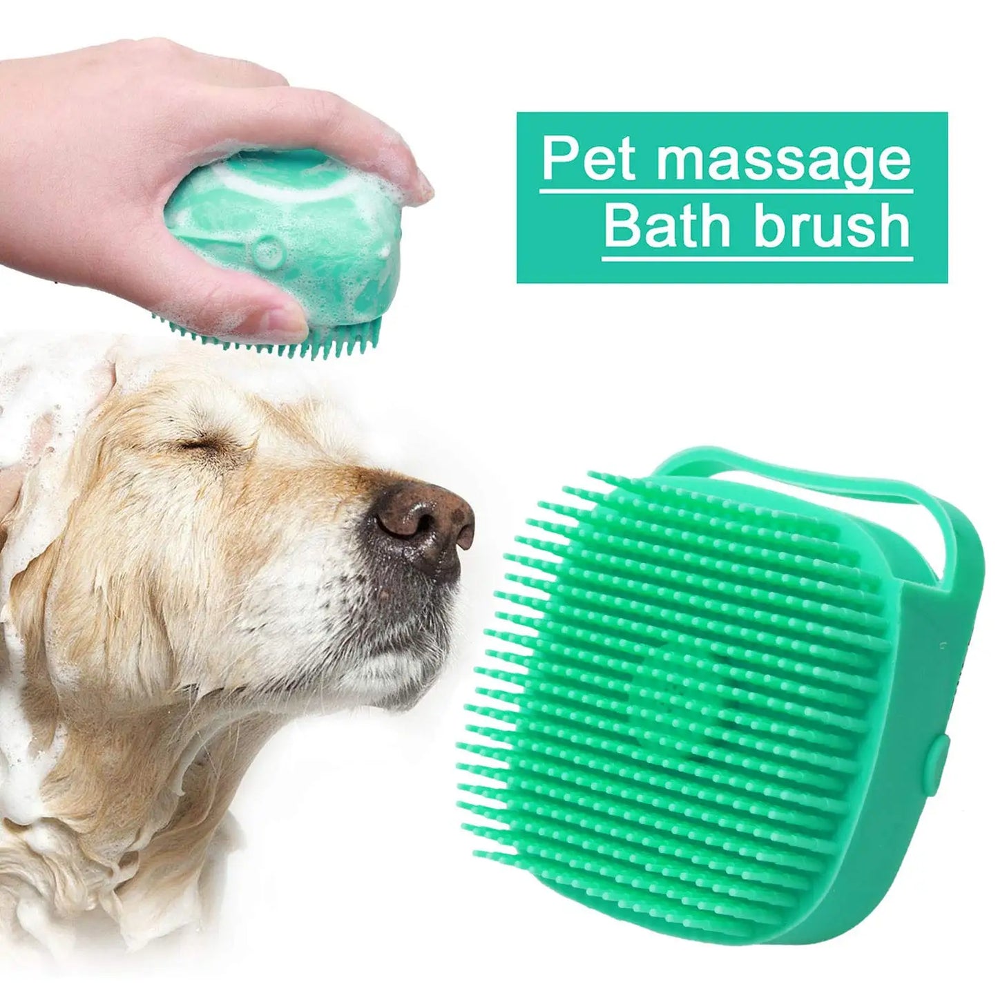 Pet Dog Shampoo Brush 2.7oz 80ml Cat Massage Comb Grooming Scrubber for Bathing Short Hair Soft Silicone Rubber SuperFye pink SuperFye