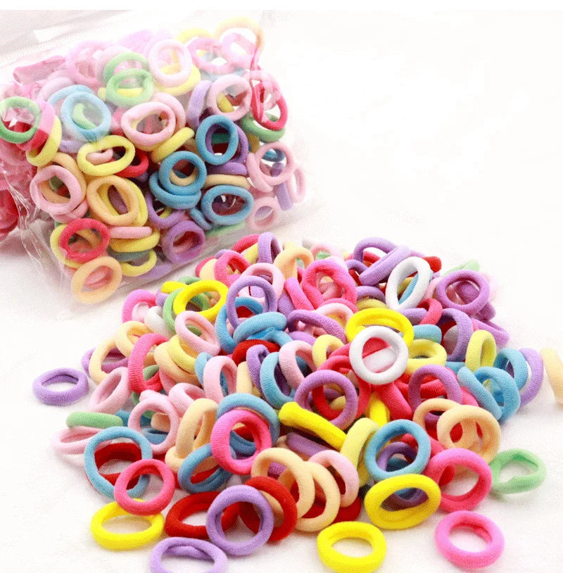 100/200PCS Women Girls Colorful Nylon Elastic Hair Bands Ponytail Hold Small Hair Tie Rubber Bands Scrunchie Hair Accessories SuperFye Colors 1 / 100pcs SuperFye