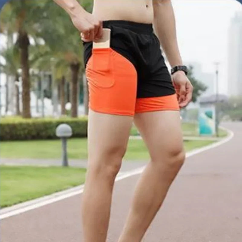 2024New Men's Fitness Training Shorts Summer 2 In 1 Quick Dry Gym Beach Running Double-deck Shorts Outdoor Sportswear Men shorts