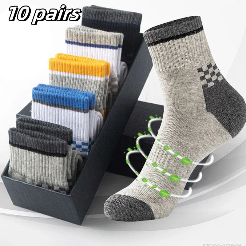 5Pairs Breathable Cotton Sports Stockings Men Bamboo Fiber Autumn and Winter Men Socks Sweat Absorption Deodorant Business Sox SuperFye 10 pairs / EU39-44 SuperFye