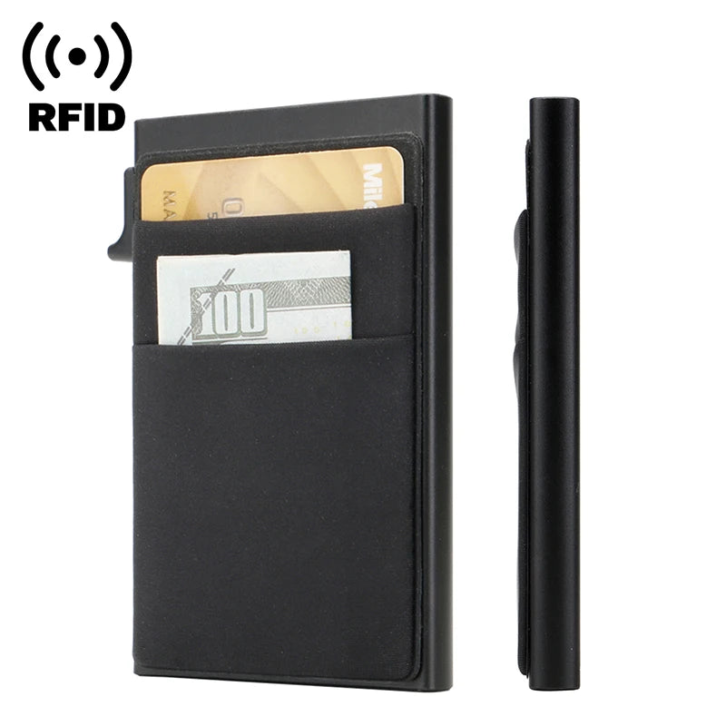 Rfid Credit Card Holder Wallet Metal Thin Slim Bank Card Case Men Women Pop Up Minimalist Wallet Small Black Purse Metal Vallet SuperFye Red SuperFye