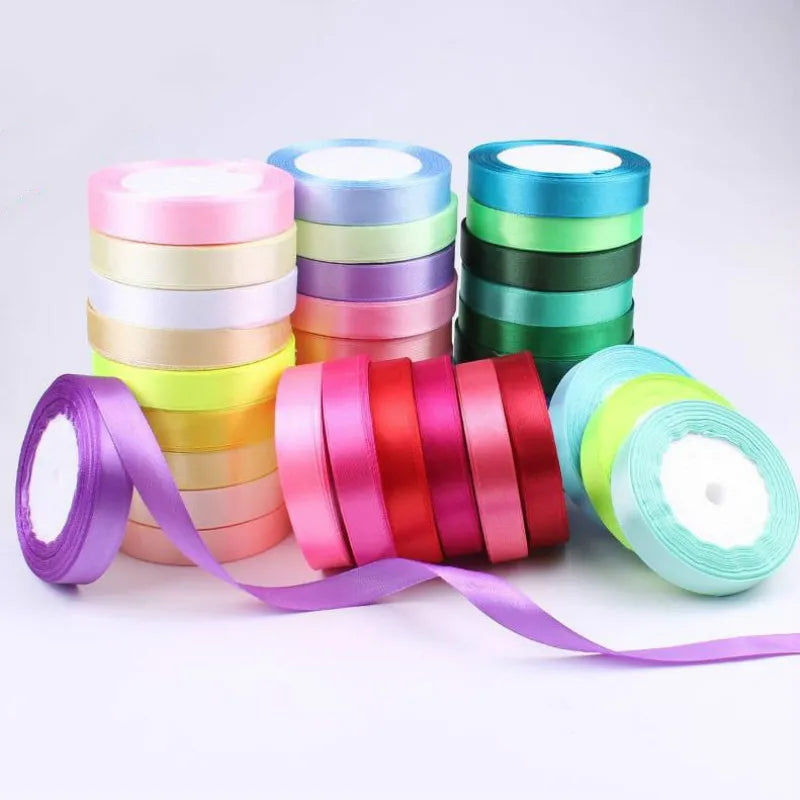 22meter/Roll 6mm 10mm 15mm 20mm 25mm 40mm 50mm Silk Satin Ribbons for Crafts Bow Handmade DIY Gift Wrap Party Wedding Decorative SuperFye yellow / 20mm SuperFye