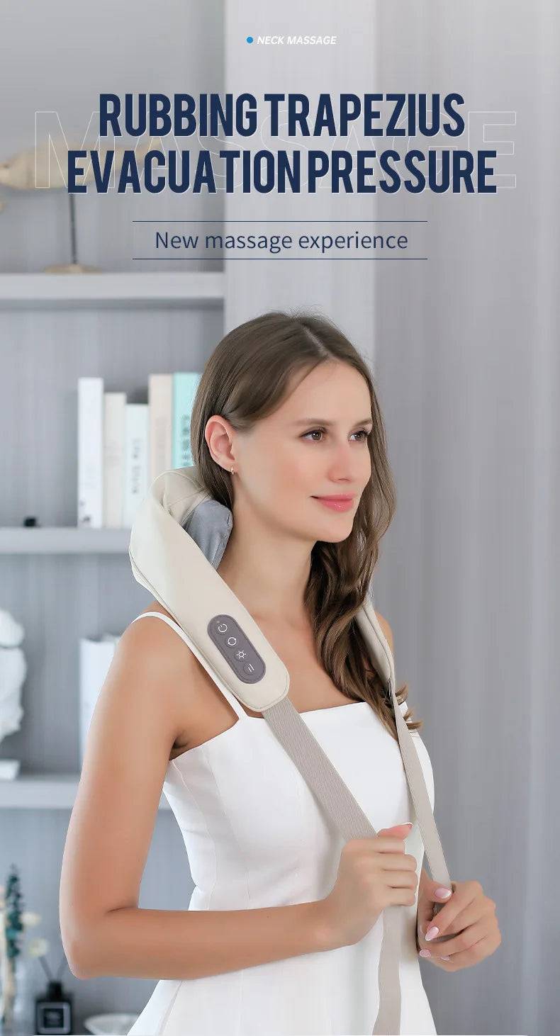 Foreverlily Wireless Neck And Back Massager Neck And Shoulder Kneading Massage Shawl Neck Cervical Relaxing Trapezius Massager SuperFye GRAY SuperFye