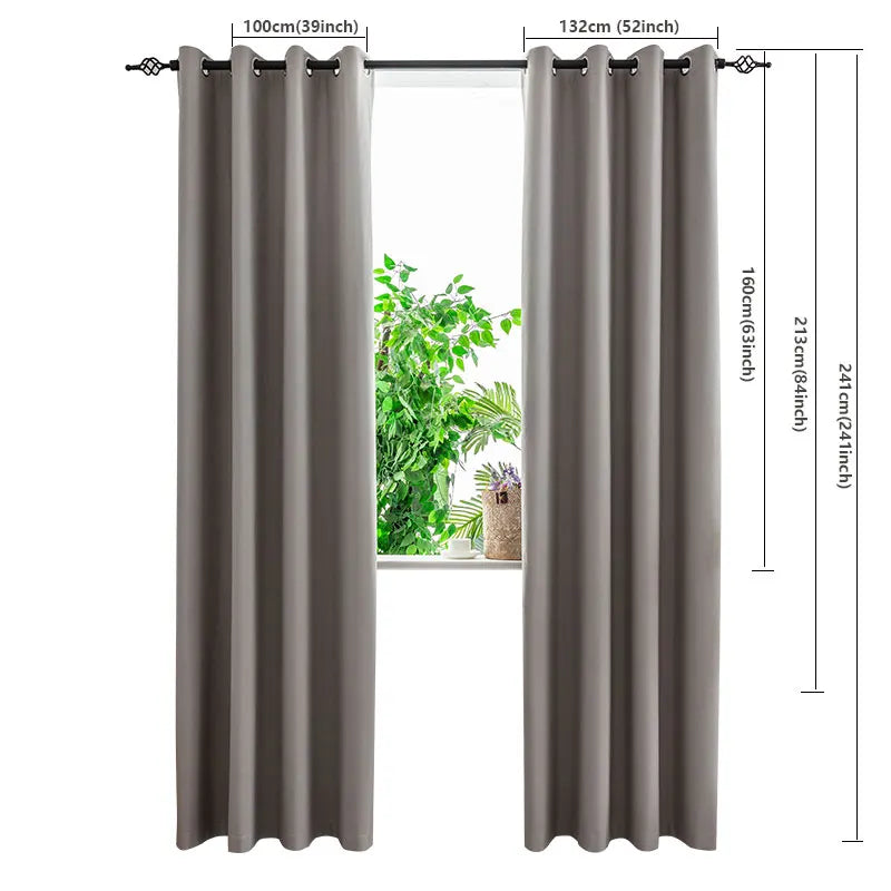 1PC Blackout Curtains With Black TPU Interlining Thin and Light Drapery Panel for Bedroom Meetingroom Share Room Office SuperFye Dark Grey / W132cm x H160cm / Grommet Top SuperFye