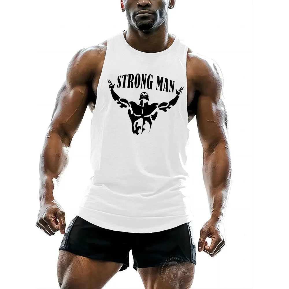 Men's Sleeveless Breathable Fashion Casual Outdoor Fitness Comfortable Quick Drying Vest T-shirt Printed Solid Color Top