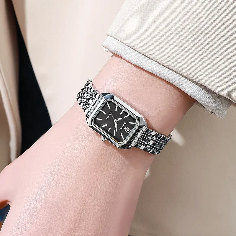 2025 Hot Brand Stainless Steel Strap Watch Women Luxury Gift Quartz Wristwatch Student Fashion Simple Square Quartz Watches SuperFye SLBK SuperFye