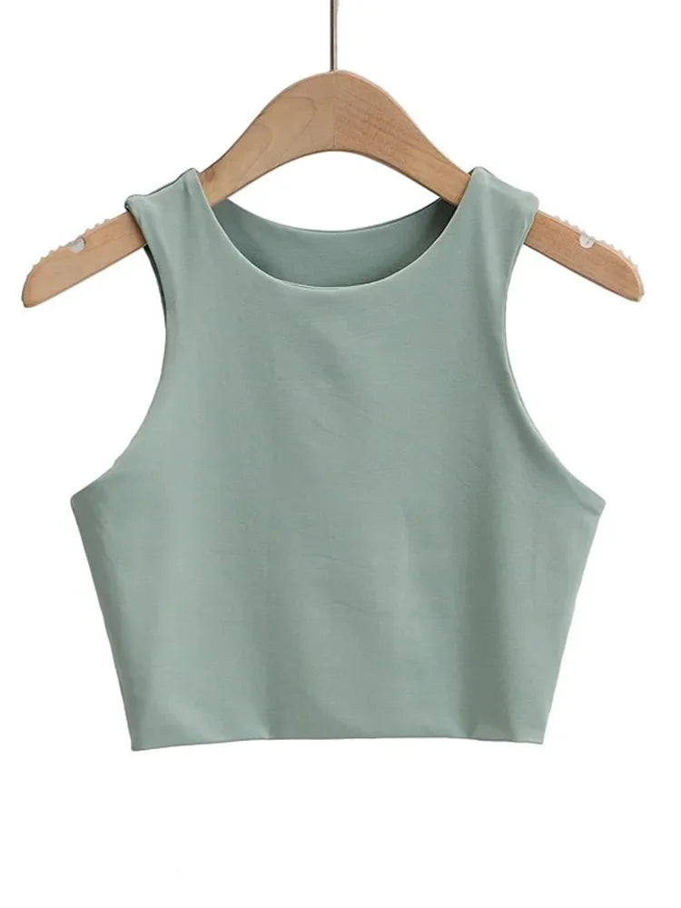 2023 Summer Fashion Women Sexy Slim Tops O-neck Sleeveless Double Nylon Ladies Good Quality Tank Tops 6 Colors