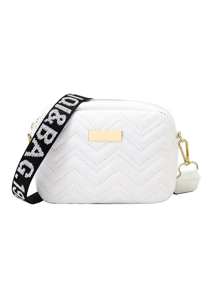 Wave Embroidery Square Bag Shoulder Strap With Printed Large Capacity Shoulder Crossbody Bag for Women SuperFye White SuperFye