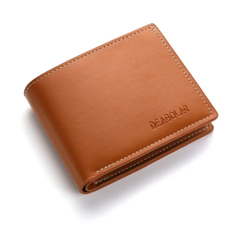 Pu Leather Men Short Wallet Thin Style Folding Young Men Credit Card Holder Wallet SuperFye 069-1 Light brown SuperFye