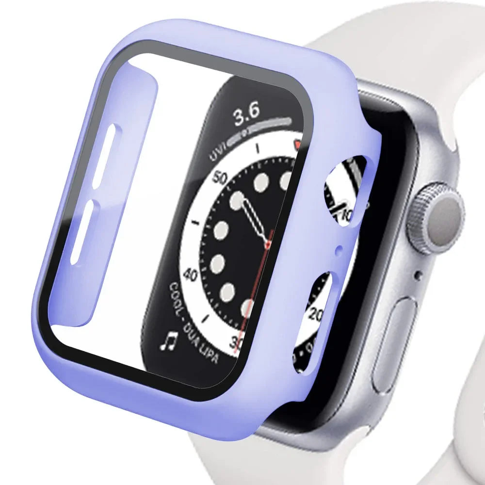 Tempered Glass+cover For Apple Watch 9 8 41mm 45mm 42mm 38mm PC bumper Screen Protector Case iWatch series 7 6 5 4 se 44mm 40mm