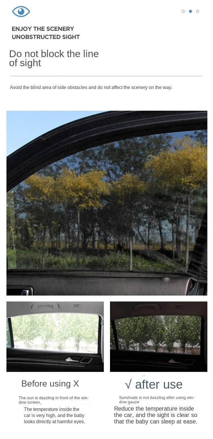 2pcs Car Rear Side Window Sunshade UV Protect Shield Mesh Prevent Mosquito Sunshine Privacy Protection Foldable Curtain SuperFye car front window 2pc SuperFye