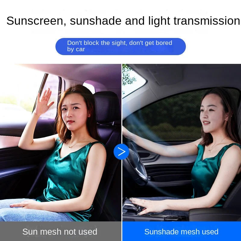 2pcs Car Rear Side Window Sunshade UV Protect Shield Mesh Prevent Mosquito Sunshine Privacy Protection Foldable Curtain SuperFye car front window 2pc SuperFye