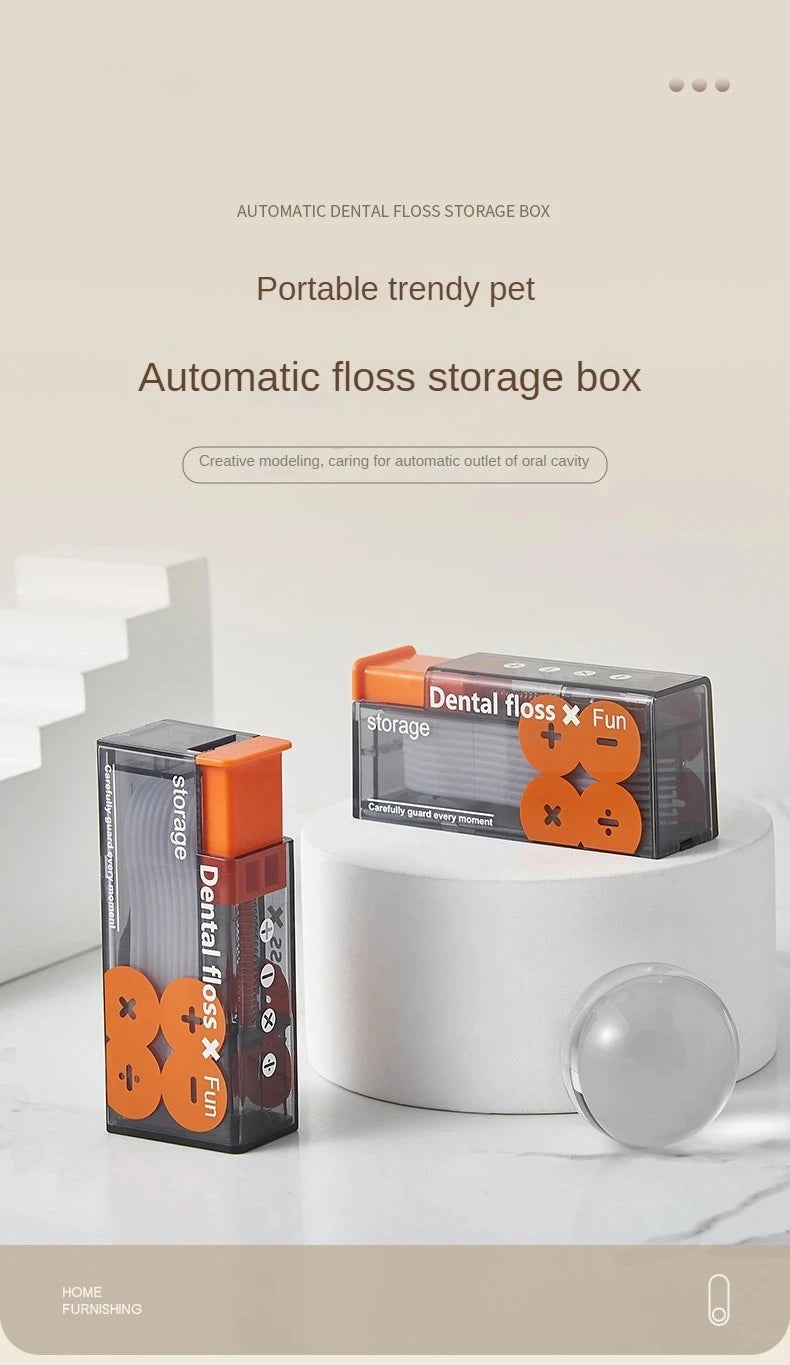 Portable Floss Dispenser Includes 10Pcs Floss Automatic Ejectable Floss Organiser Oral Care Press-on Disposable Flossing Sticks SuperFye Orange SuperFye