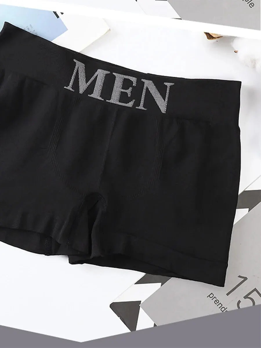 5 PCs Men's High Elastic Plain Color Comfortable Boxer Briefs Panties Breathable Pantyhose SuperFye 5 articles ferrous / Single code / 5 pieces SuperFye