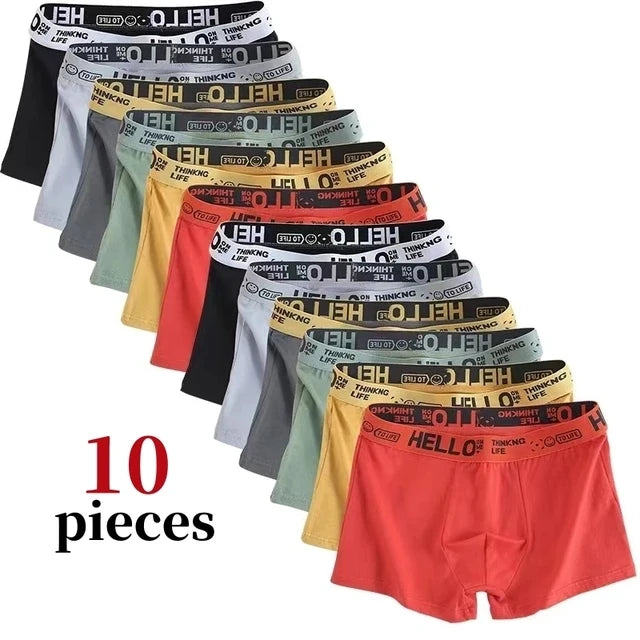 10Pcs/Men's Underwear Fashion Underwear High Stretch Boxer Shorts Breathable Soft Men's Shorts Comfortable Plus SizeL-4XL SuperFye ZC1 / XXL / 10pcs SuperFye