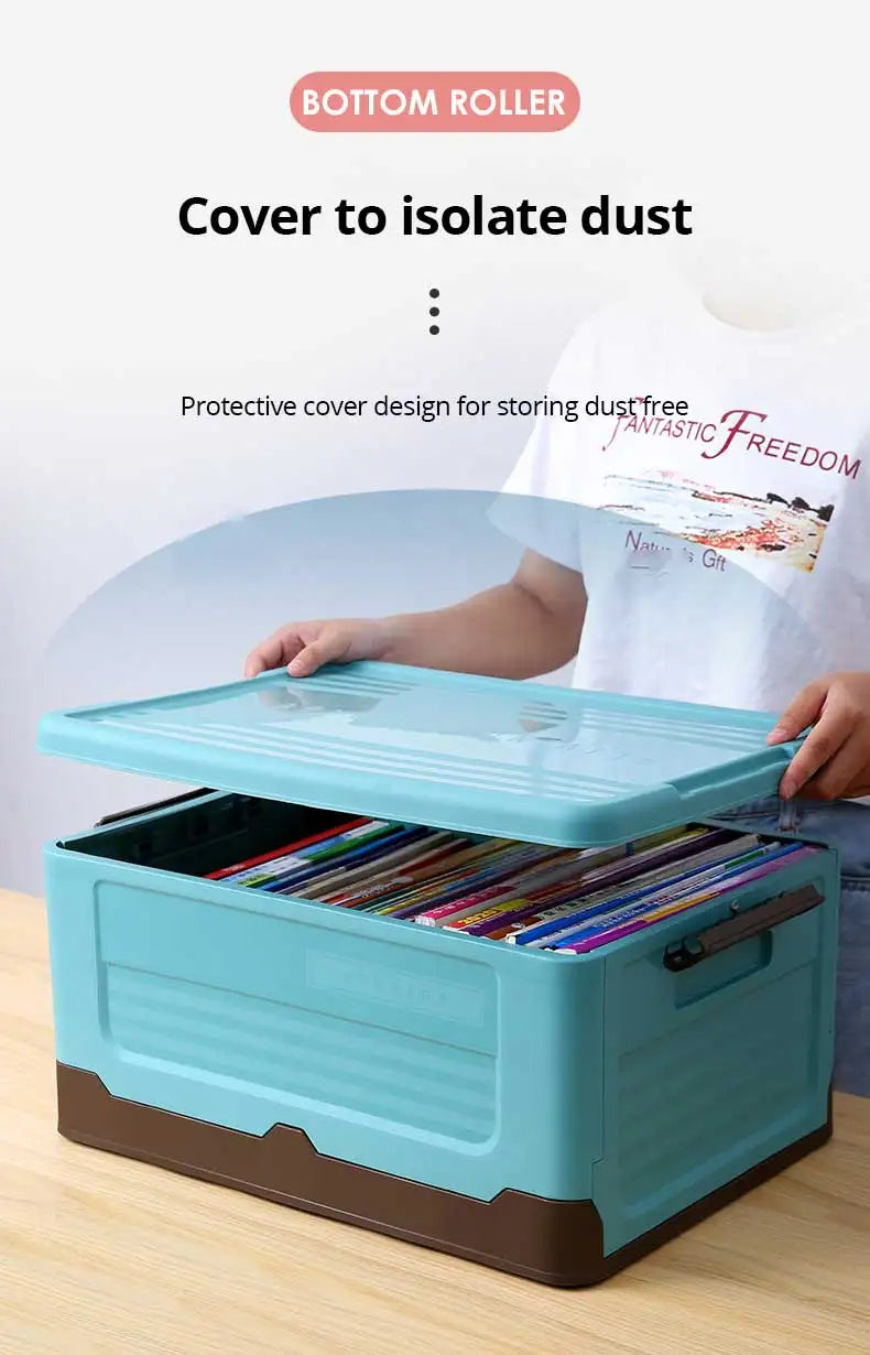 1pc Foldable Storage Box Wardrobe Storage Box Large Capacity For Toy Clothes Snacks Books Shoes Plastic Box For Car Household SuperFye 1pc blue SuperFye