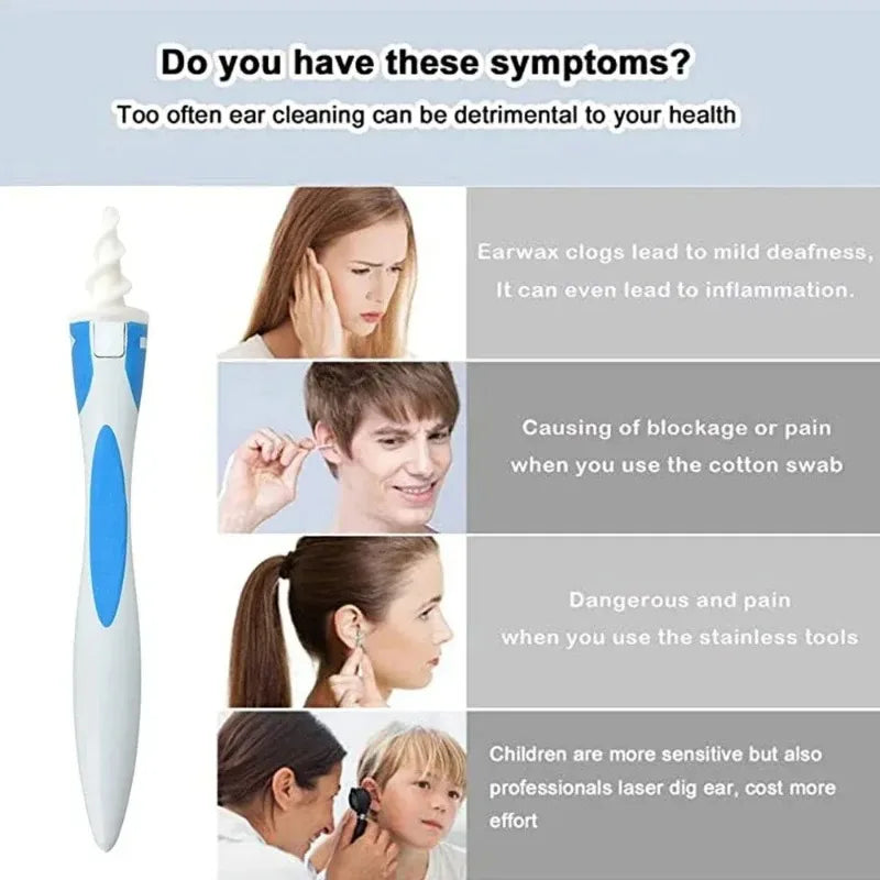 Ear Wax Remover Tool Ear Cleaner With Soft Silicone 16 Replacement Tips Simply To Grab Extract Earwax SuperFye Blue SuperFye