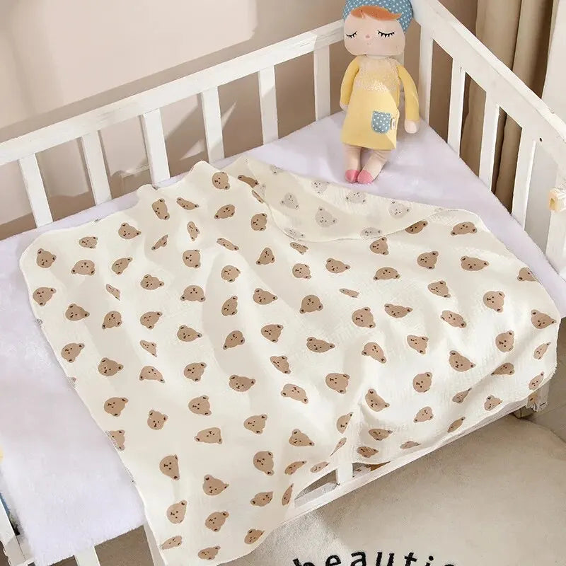 80x80cm Baby Receive Blanket for Newborn Cotton Muslin Swaddle Blanket Bedding Infant Bath Towel Baby Items Mother Kids SuperFye bear SuperFye