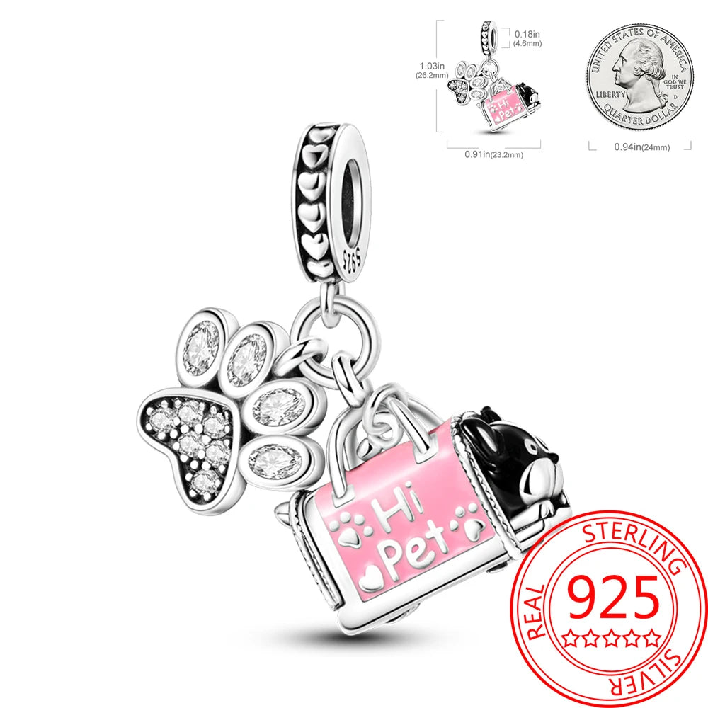 Beautiful 925 Sterling Silver Rose Gold Crown High Heels Flower Starfish Butterfly Charm Pendant Fit Brand Bracelet Jewelry Gift