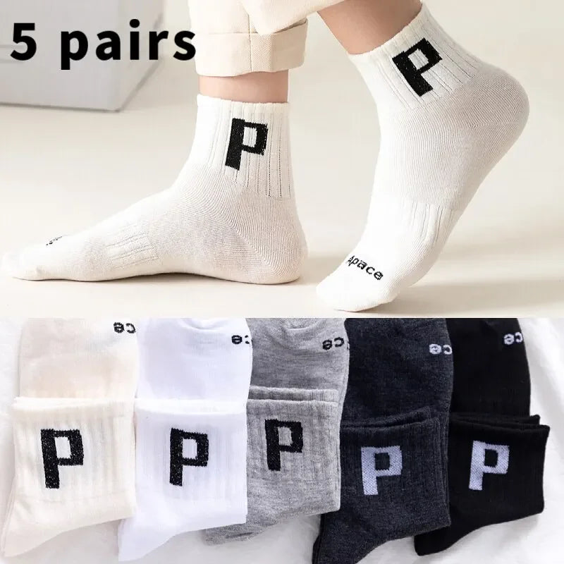 5 Pairs Apring And Fall Mens Sports Socks Summer Leisure Sweat Absorbent Comfortable Thin Breathable Basketball Meias SuperFye 5 Pairs E / 44-46 (M-L) SuperFye