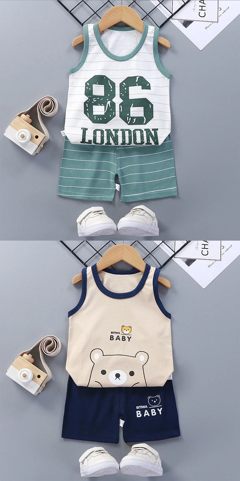 Children Sets Kids Clothes Boys Girls Vest Suit Summer Children's Clothing baby Cotton T-Shirts Shorts Tank Top Sleeveless SuperFye Style 1 / 9M SuperFye