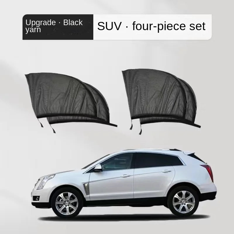 2pcs Car Rear Side Window Sunshade UV Protect Shield Mesh Prevent Mosquito Sunshine Privacy Protection Foldable Curtain SuperFye SUV complete set SuperFye