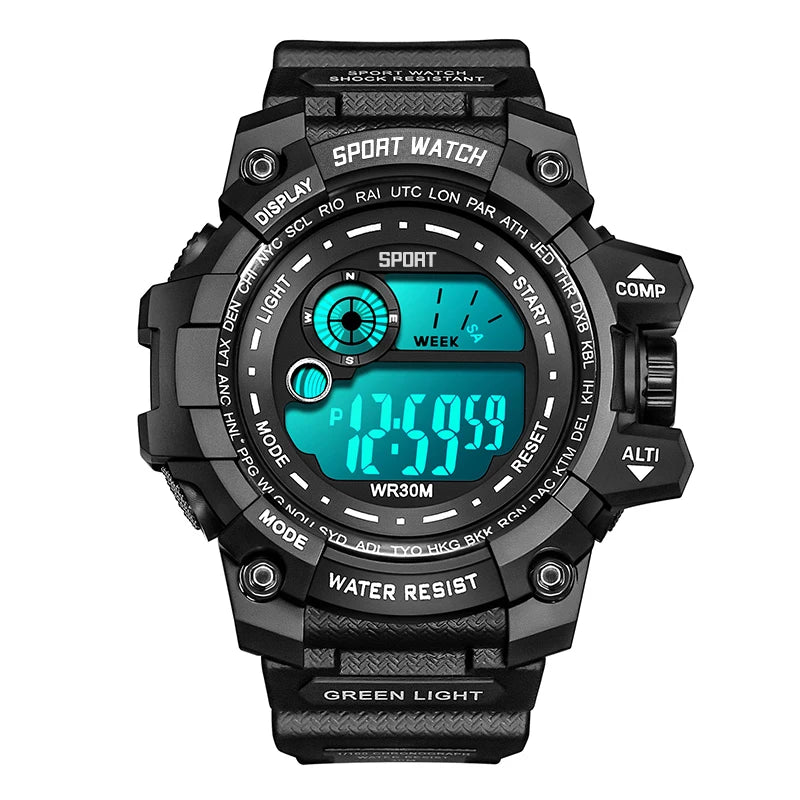 New Men LED Digital Watches Luminous Fashion Sport Waterproof Watches For Man Date Army Military Clock Relogio Masculino SuperFye black SuperFye