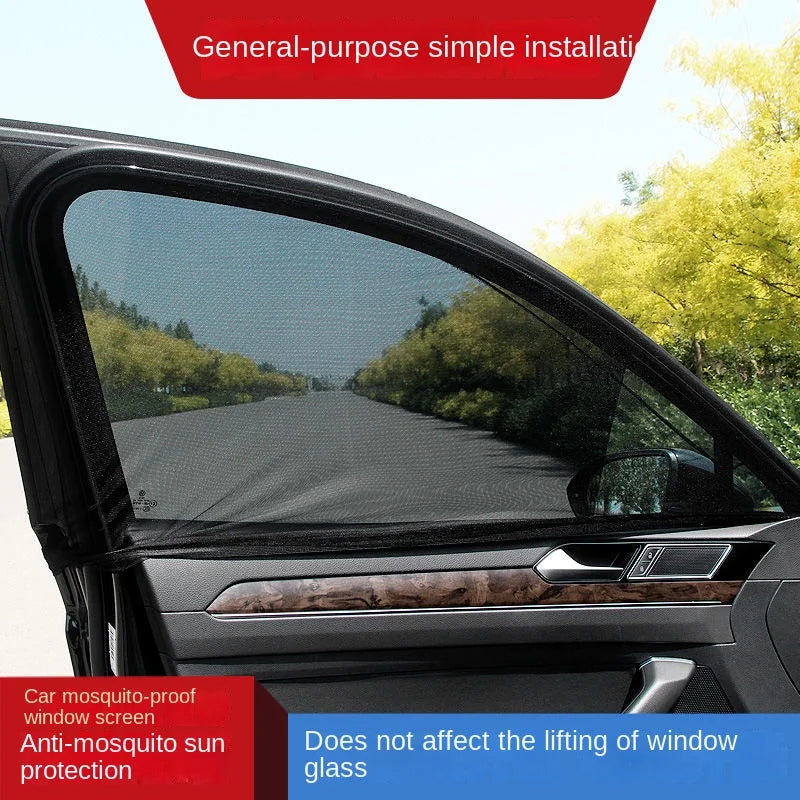 2pcs Car Rear Side Window Sunshade UV Protect Shield Mesh Prevent Mosquito Sunshine Privacy Protection Foldable Curtain SuperFye car front window 2pc SuperFye