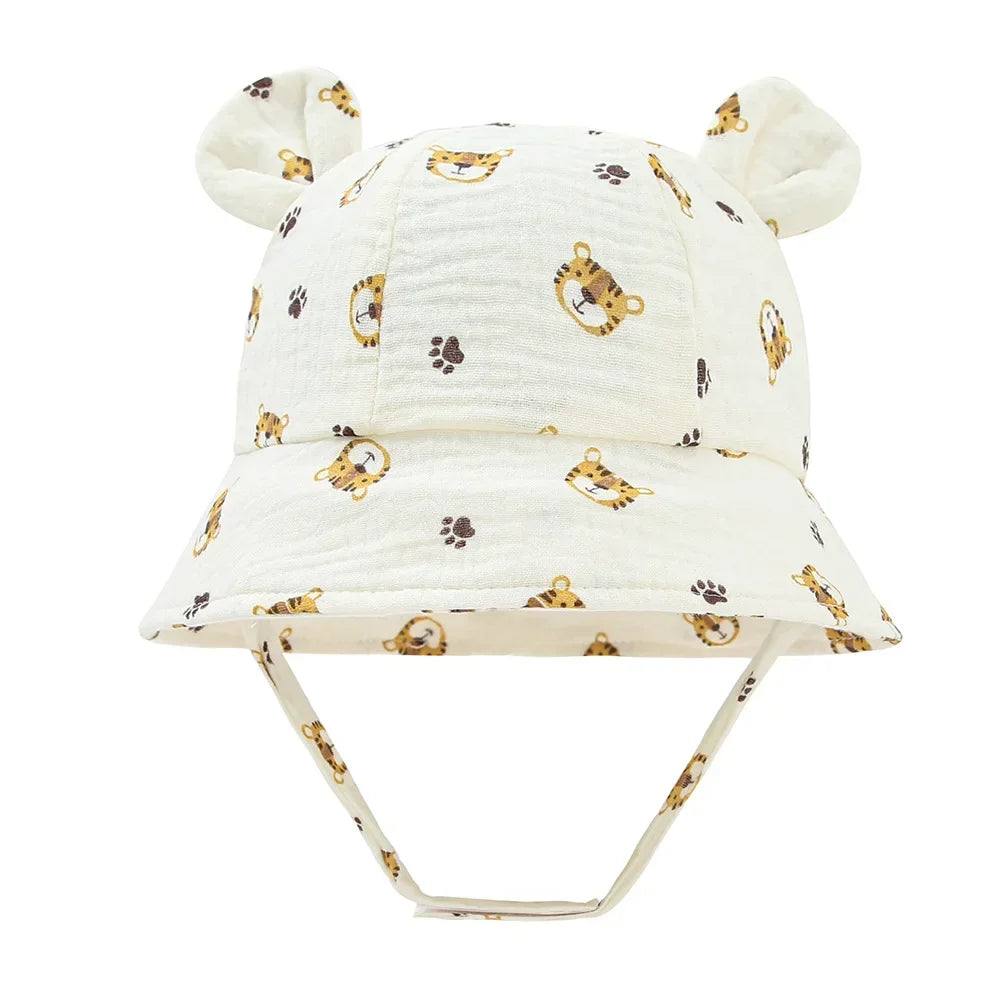 2022 New Autumn Baby Sun Hat Children Outdoor Rabbit Ear Beach Caps Boy Girl Panama Hat Unisex Beach Bucket Hats Bunny Hat SuperFye Tiger J SuperFye