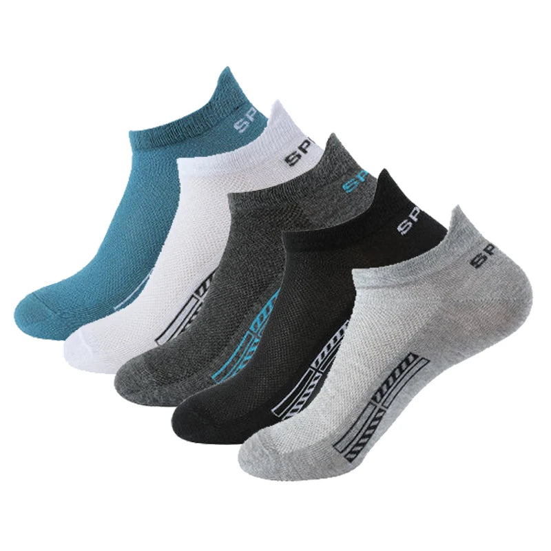 5 Pairs Cotton Short Socks for Male High Quality Women's Low-Cut Crew Ankle Sports Mesh Breathable Summer Casual Soft Men Sock SuperFye 5 Pairs Dark-Grey / EUR 38-42(US 6-10) SuperFye