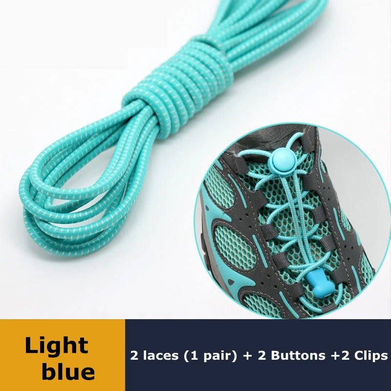 1Pair Shoelaces for Sneaker Elastic No Tie Shoe Laces Stretching Lock Lazy Laces Quick Rubber Shoelace Round Shoestrings SuperFye Light blue SuperFye