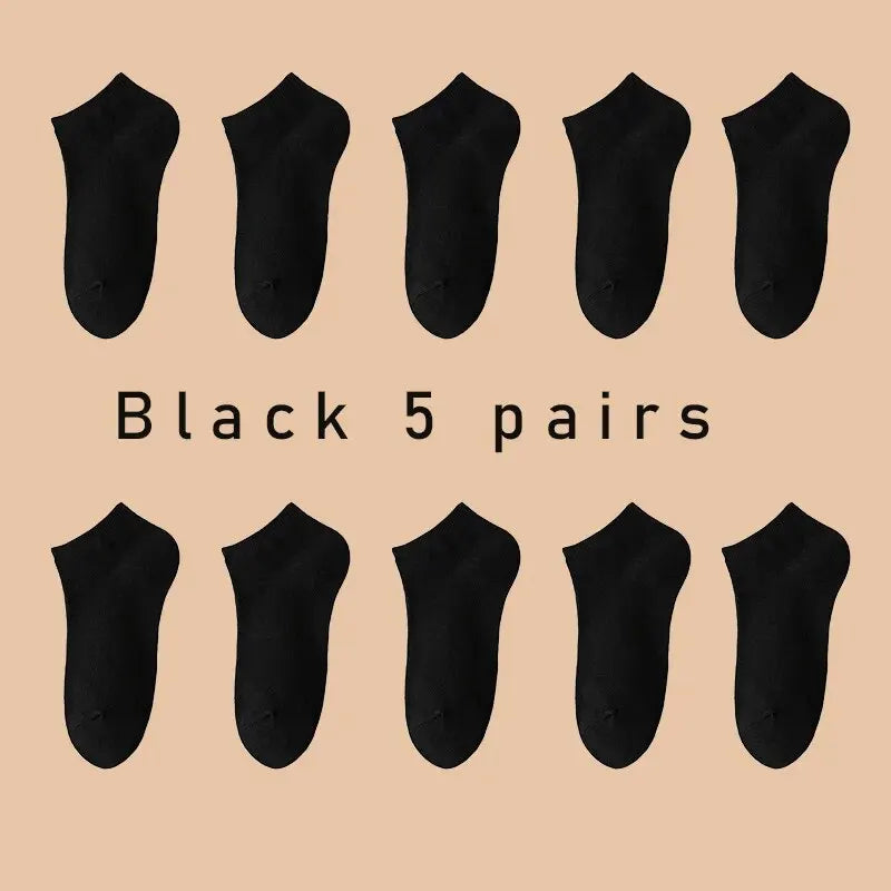 5 Pairs of Women's/men's Boat Socks Invisible Low Cut Anti Slip Summer No Show Ankle Socks Solid Color Casual Breathable