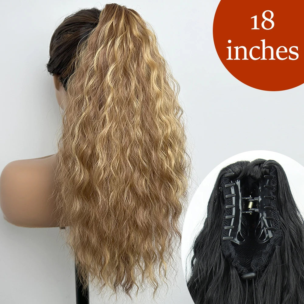 Synthetic Long Straight Claw Clip On Ponytail Hair Extensions 24Inch Heat Resistant Pony Tail Hair piece For Women Daily Party SuperFye P2/350 / CHINA / 24inches-60cm SuperFye