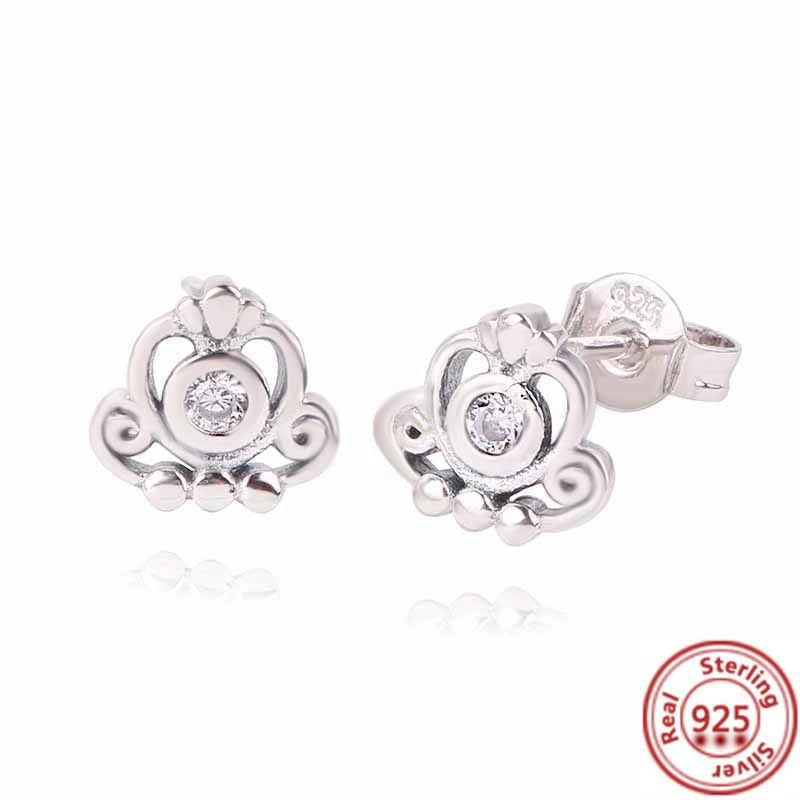 New 925 Sterling Silver Earring Feather Flowers Heart Pavé Infinite Shine Earrings Fit Original Brand Charms Jewelry Gifts Women