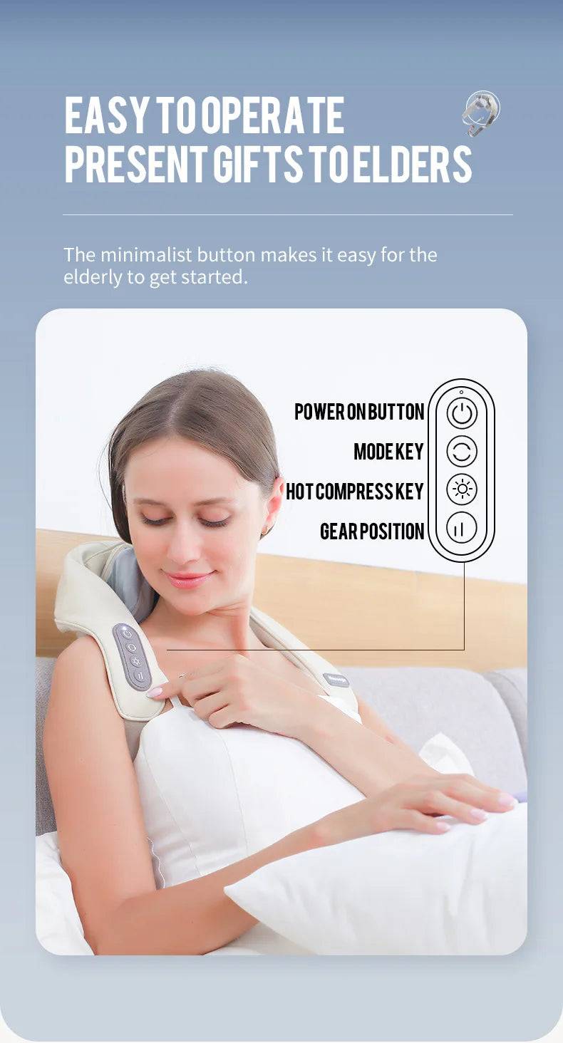 Foreverlily Wireless Neck And Back Massager Neck And Shoulder Kneading Massage Shawl Neck Cervical Relaxing Trapezius Massager SuperFye GRAY SuperFye