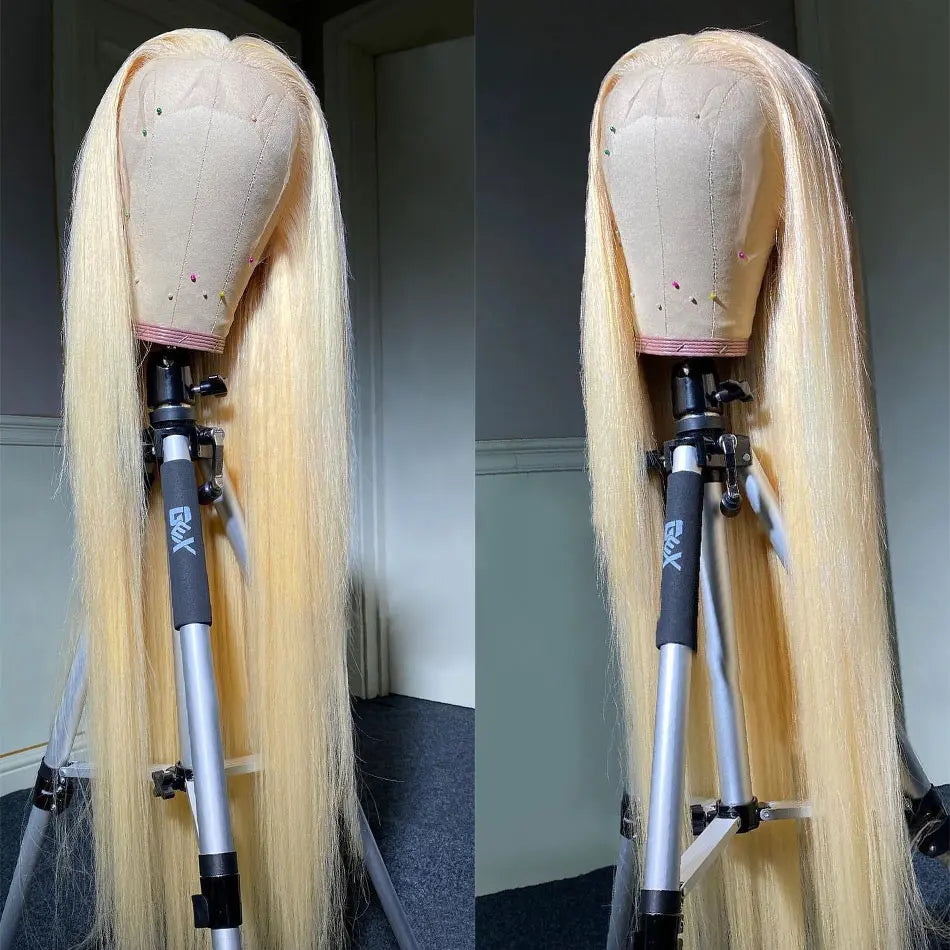 Blonde 613 13x6 Lace Frontal Wigs HD 613 Lace Front Human Hair Wigs For Women Pre pucked Straight Human Hair Wigs Can Be Dyed