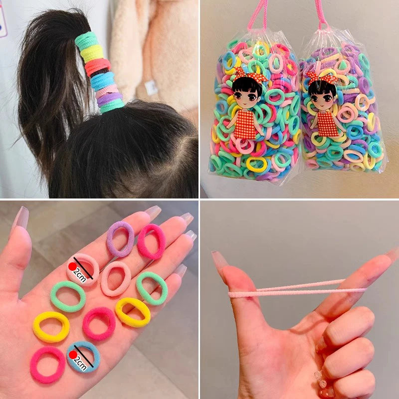 100/200PCS Women Girls Colorful Nylon Elastic Hair Bands Ponytail Hold Small Hair Tie Rubber Bands Scrunchie Hair Accessories SuperFye Colors 1 / 100pcs SuperFye