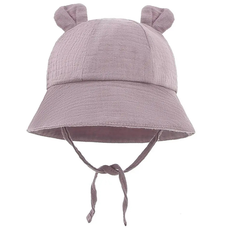 Soft Cotton Baby Sun Hat With Ears Cute Bunny Newborn Boys Girls Bucket Hat Summer Kids Toddler Panama Cap 0 to 12 Months SuperFye Light Yellow / One Size SuperFye