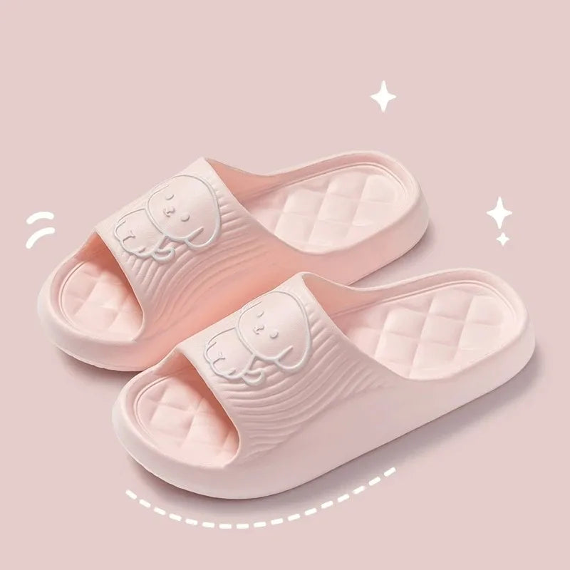 Cute Couple Pillow Slippers Female Summer Wear 2024 New Bathroom Bath Non-slip Indoor Home Eva Thick Bottom Sandals SuperFye Pink / 36-37 SuperFye