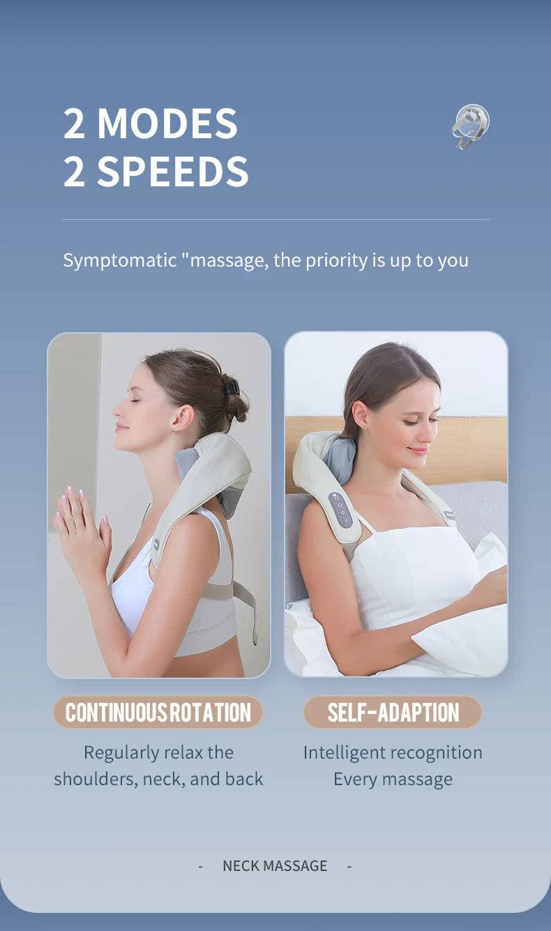 Foreverlily Wireless Neck And Back Massager Neck And Shoulder Kneading Massage Shawl Neck Cervical Relaxing Trapezius Massager SuperFye GRAY SuperFye